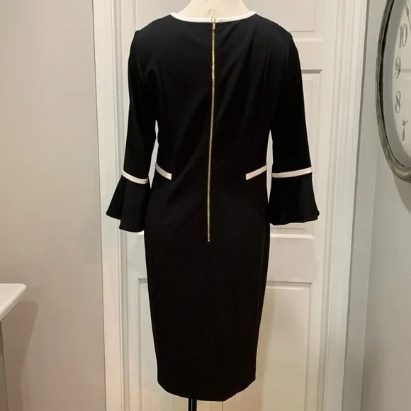 Calvin Klein sz 12 black with white accent midi dress - Picture 4 of 6